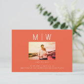 Zeitgenössische Foto-Mandarine Hochzeit speichern  Dankeskarte (Stehend Vorderseite)