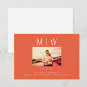 Zeitgenössische Foto-Mandarine Hochzeit speichern  Dankeskarte (Vorne/Hinten)