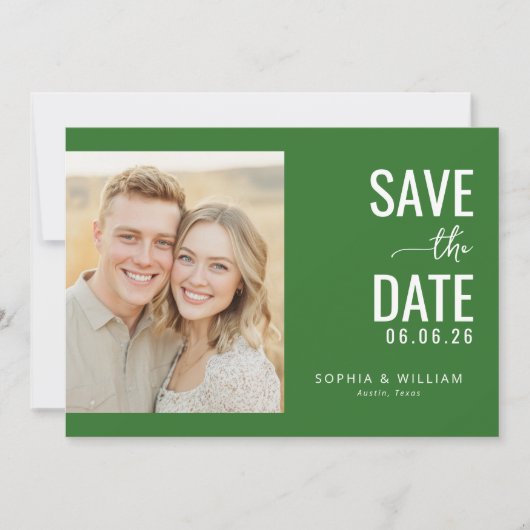 Zeitgenössische Fotografie Joyful Green Save The Date (Vorderseite)