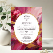 Zeitgenössische Fuchsia Elegance Commitment Zeremo Einladung