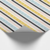 Zeitgenössische gelbe Schwarz-weiße blaue Streifen Geschenkpapier (Ecke)