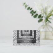 Zeitgenössische geometrische Gravur Gray 3D Vip Visitenkarte (Stehend Vorderseite)