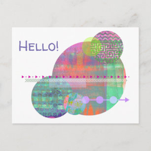 Zeitgenössische geometrische Pastellkreise hallo Postkarte