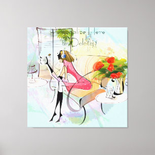 Zeitgenössische Girl Music Stretched Canvas Print Leinwanddruck