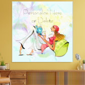 Zeitgenössische Girl Reading Stretched Canvas Prin Leinwanddruck (Insitu (Wohnzimmer))