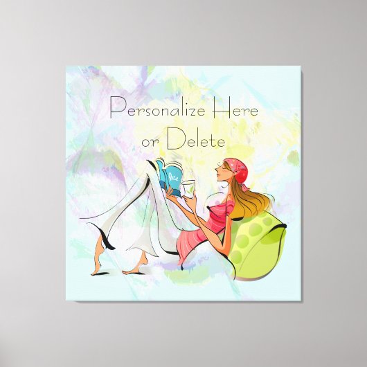 Zeitgenössische Girl Reading Stretched Canvas Prin Leinwanddruck (Vorderseite)