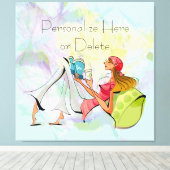 Zeitgenössische Girl Reading Stretched Canvas Prin Leinwanddruck (Insitu (Holzboden))