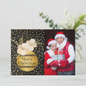 Zeitgenössische Gold Black Weihnachtskarte Feiertagskarte (Stehend Vorderseite)