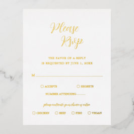 Zeitgenössische Gold Foil Modern Wedding RSVP Card Folie Einladungspostkarte
