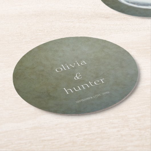 Zeitgenössische goldene Sage Imitate Wildleder Pai Runder Pappuntersetzer (Angewinkelt)