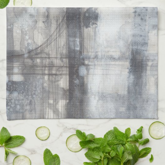 Zeitgenössische graue Malerei Geschirrtuch (Gefaltet)