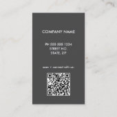 Zeitgenössische Graue QR-Code-Logo-Visitenkarte Visitenkarte (Rückseite)