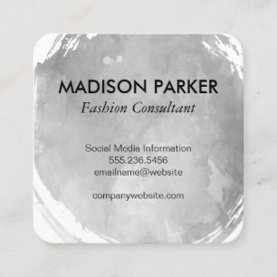 Zeitgenössische graue Wasserfarbe gebürstet Quadratische Visitenkarte