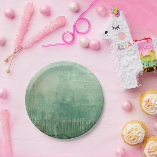 Zeitgenössische grüne Farbe Pappteller (Party)