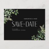 Zeitgenössische grüne Schwarze Hochzeit speichern Ankündigungspostkarte (Vorderseite)