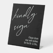Zeitgenössische Handschrift "Kindly Sign Black" Sockelschild (Vorderseite)