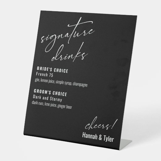 Zeitgenössische Handschrift Signature Drinks schwa Sockelschild (Vorderseite)