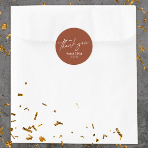 Zeitgenössische Handschrift Terracotta Vielen Dank Runder Aufkleber