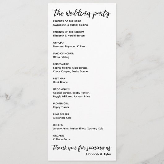 Zeitgenössische Handschrift Typografie Einfach Programm (Rückseite)