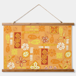 Zeitgenössische hawaiianische Ikonen Wandteppich Mit Holzrahmen