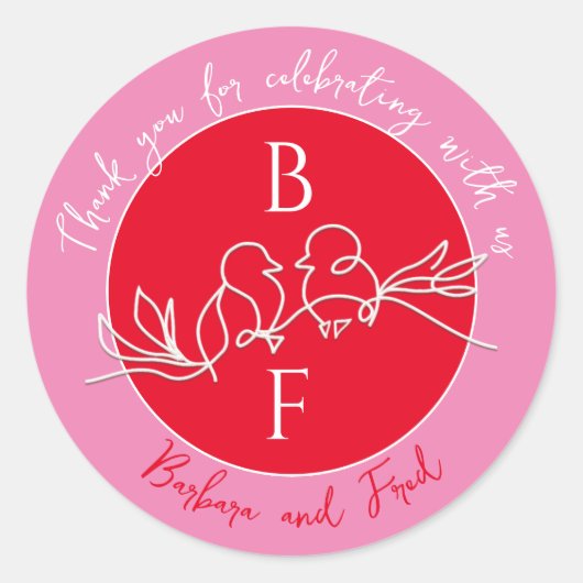 Zeitgenössische Hochzeit danke Ihnen Stickers für (Vorderseite)