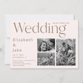 Zeitgenössische Hochzeit für Foto B/W Blush II Einladung