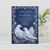 Zeitgenössische Hochzeit moderner weißer Tauben Einladung (Stehend Vorderseite)