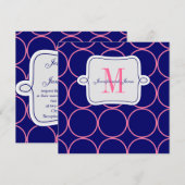 Zeitgenössische Hochzeiteinladung Monogramm Navy R Einladung (Vorne/Hinten)