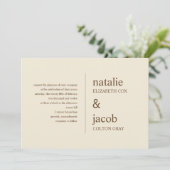Zeitgenössische Hochzeitseinladung - Khaki Einladung (Stehend Vorderseite)