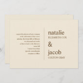 Zeitgenössische Hochzeitseinladung - Khaki Einladung (Vorne/Hinten)