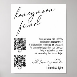 Zeitgenössische Honeymoon Fund QR Codes Einfaches Poster