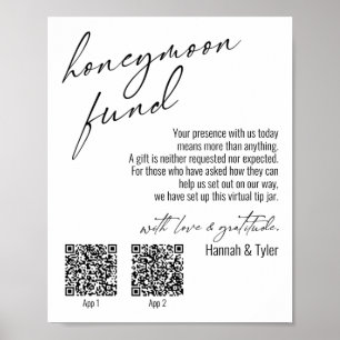 Zeitgenössische Honeymoon Fund QR Codes Einfaches Poster