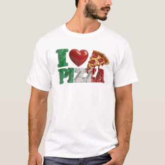 Zeitgenössische I LOVE PIZZA ITALIENISCHE FLAGGENF T-Shirt