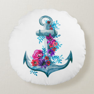 Zeitgenössische Illustration über die Flora und Rundes Kissen