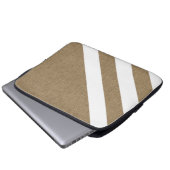Zeitgenössische Imitate Burlap White Strips Laptopschutzhülle (Vorne Knopf)