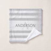 Zeitgenössische Imitate Silver Ombre Streifen & Gr Badhandtuch Set (Waschlappen)