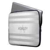 Zeitgenössische Imitate Silver Ombre Streifen & Gr Laptopschutzhülle (Vorderseite Links)