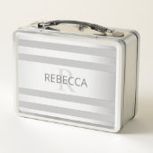 Zeitgenössische Imitate Silver Ombre Streifen & Gr Metall Brotdose (Rückseite)