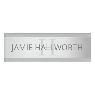 Zeitgenössische Imitate Silver Ombre Streifen & Gr Namenschild