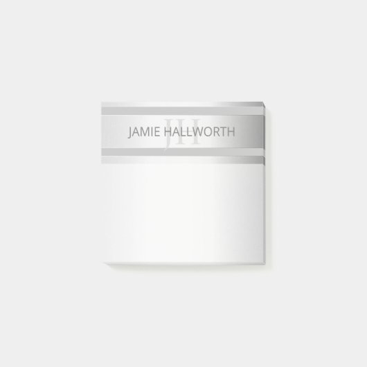 Zeitgenössische Imitate Silver Ombre Streifen & Gr Post-it Klebezettel (Vorderseite)