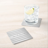 Zeitgenössische Imitate Silver Ombre Streifen & Gr Rechteckiger Pappuntersetzer (Vor Ort)