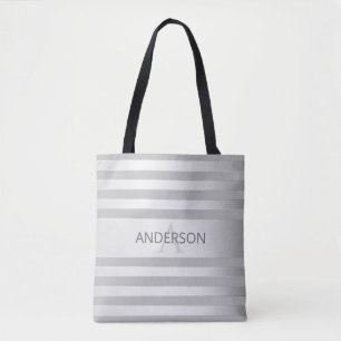Zeitgenössische Imitate Silver Ombre Streifen & Gr Tasche