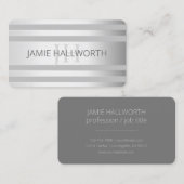 Zeitgenössische Imitate Silver Ombre Streifen & Gr Visitenkarte (Vorne/Hinten)