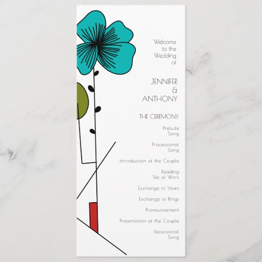 Zeitgenössische Jugendstil-Hochzeit Programm (Vorderseite)