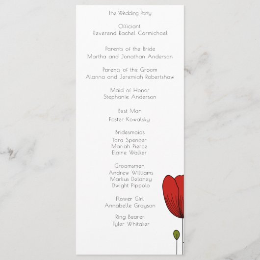 Zeitgenössische Jugendstil-Hochzeit Programm (Rückseite)