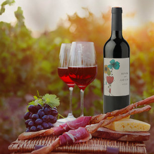 Zeitgenössische Jugendstil-Hochzeit Weinetikett