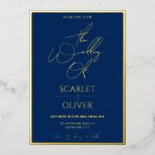 Zeitgenössische Kalligraphie und Goldhochzeit Folieneinladung (Vorderseite)