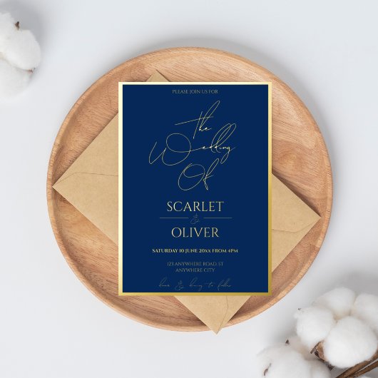 Zeitgenössische Kalligraphie und Goldhochzeit Folieneinladung