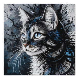 Zeitgenössische Katze Glänzend Poster