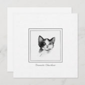 Zeitgenössische Katzen-Skizze eines häuslichen Kur Mitteilungskarte (Vorne/Hinten)